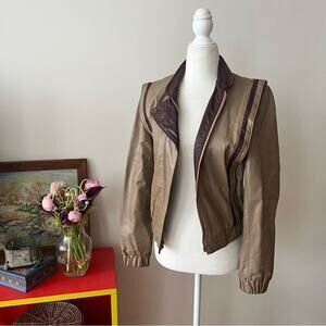 Vintage Tan and Brown Leather Jacket